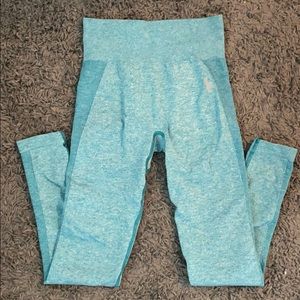 Gymshark Teal/Light Gray Workout Seamless Leggings
